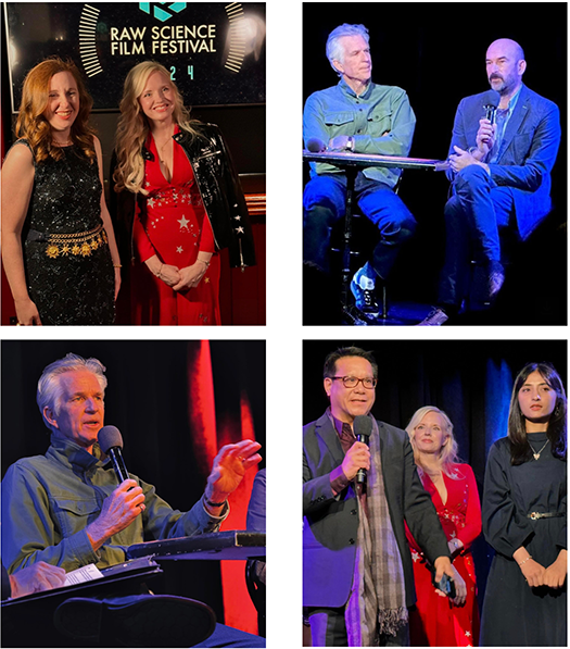 A collage of four images showing the awards ceremony featuring Matthew Modine, Dr. Kim Arcand, Elizabeth Landau and more.